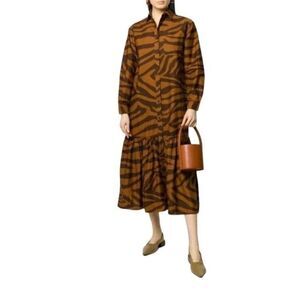 Mara Hoffman brown tiger Freda maxi tiger dress size small flawed